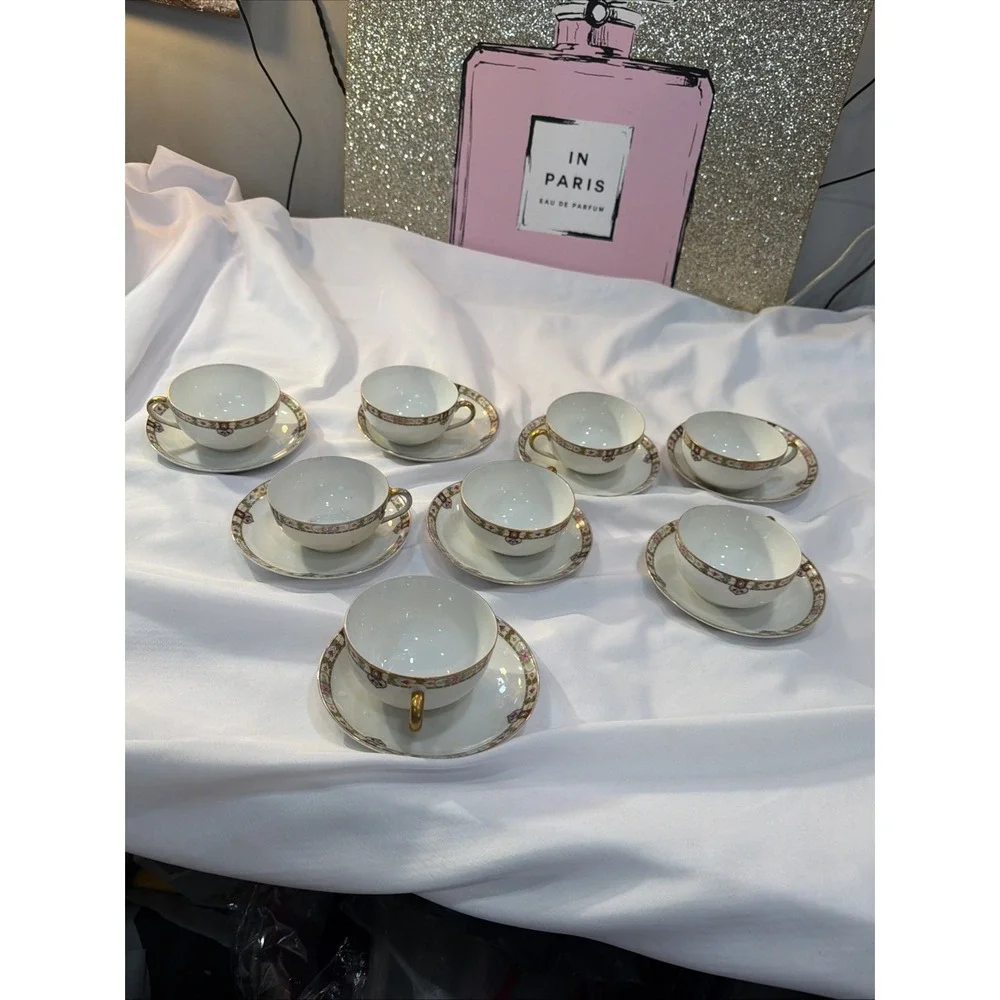 16 Pc Rare Noritake Nippon 1920's Vintage Serving Saucer & CupTea Victorian‎ 57
